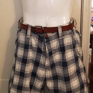 Hollister Blue & White Plaid Cargo shorts 30w